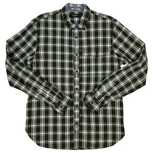 Scotch & Soda Button Front Shirt L Green Plaid